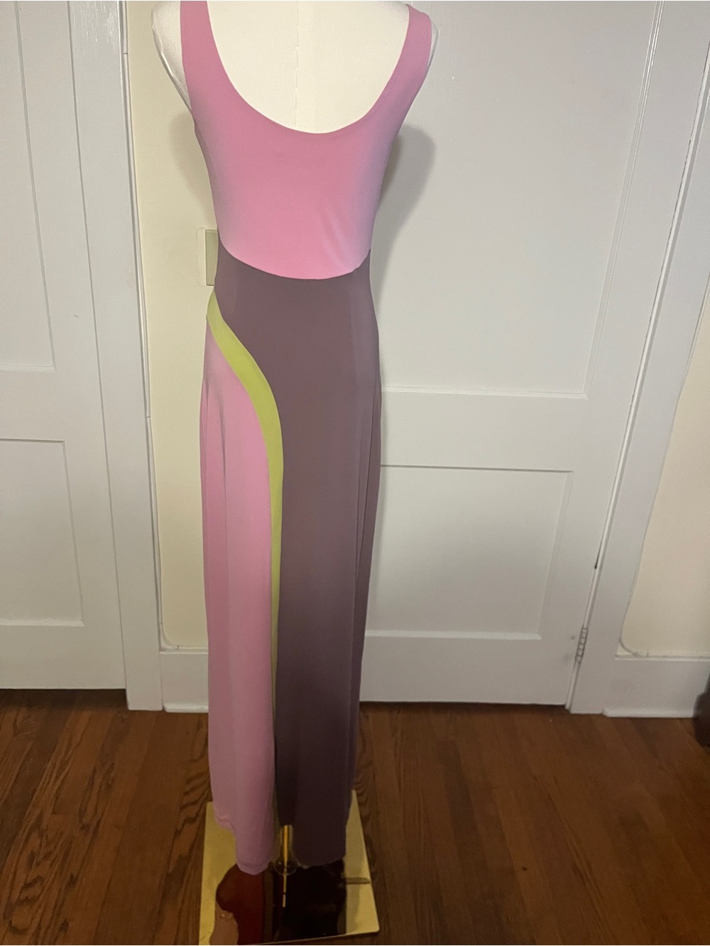 Plein Sud Pink Mod Colorblock Maxi Dress – Sculptural 90s Graphic - Picture 8 of 14